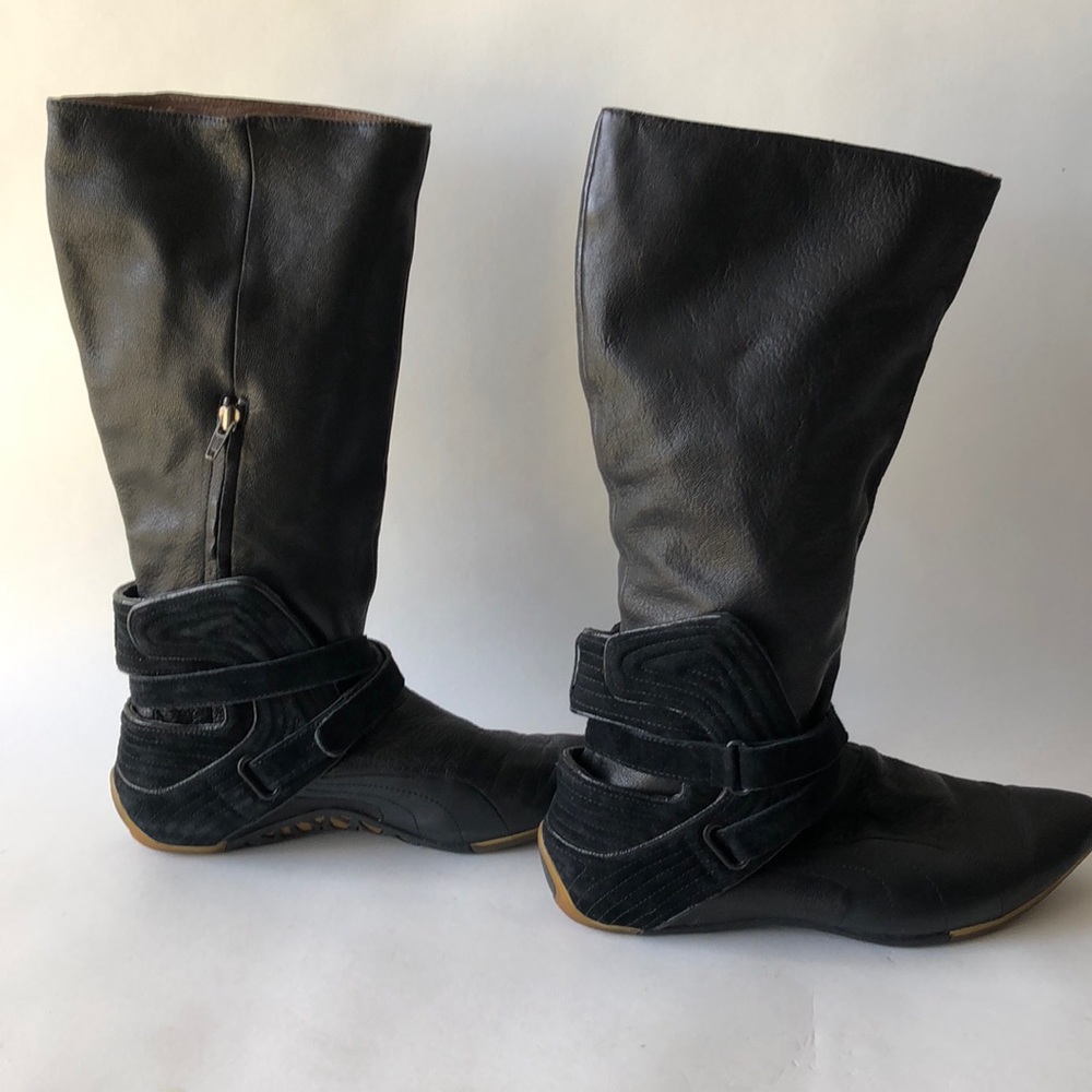 Alexander McQueen Puma Black Leather Rocker Boots